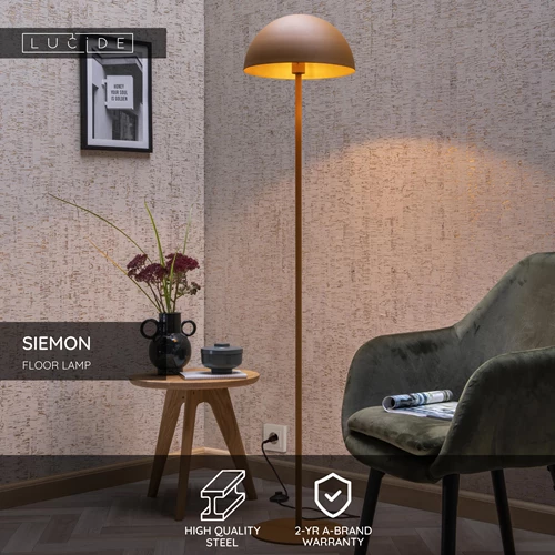 Lucide SIEMON - Floor lamp - Ø 35 cm - 1xE27 - Ocher Yellow - USP